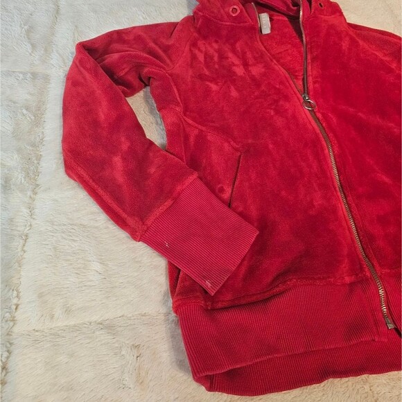 ATHLETA - Womens Velour Red Full Zip Jacket Size Medium - Picture 6 of 8